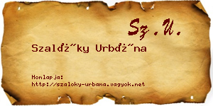 Szalóky Urbána névjegykártya
